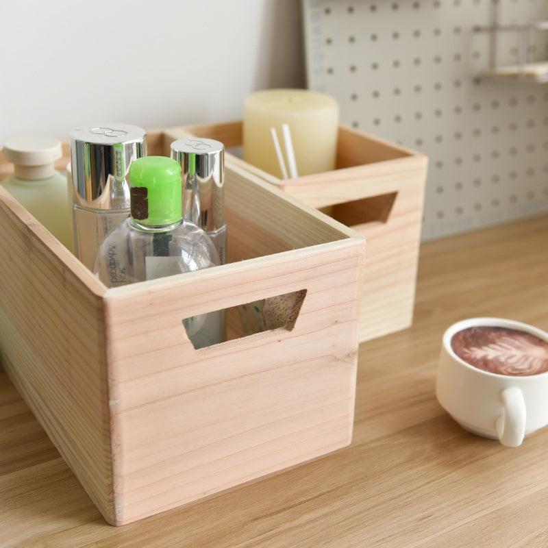 Natural Wooden Storage Box Kit with Handle (Set of 4)