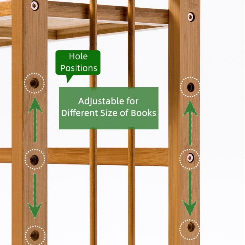 Three-Tier Adjustable Bamboo Bookshelf 