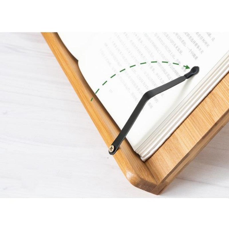 Bamboo Book Stand with Paper Clips