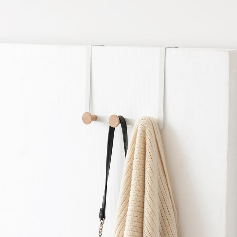 Over the Door Hanger- 3 Wooden Hook for Bathroom