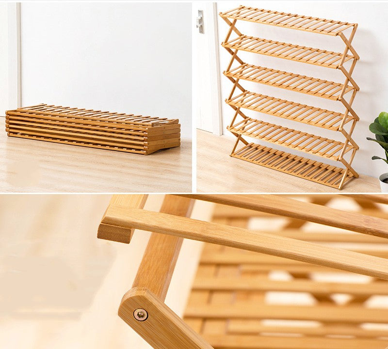 3-Tier Foldable Bamboo Shoe Rack