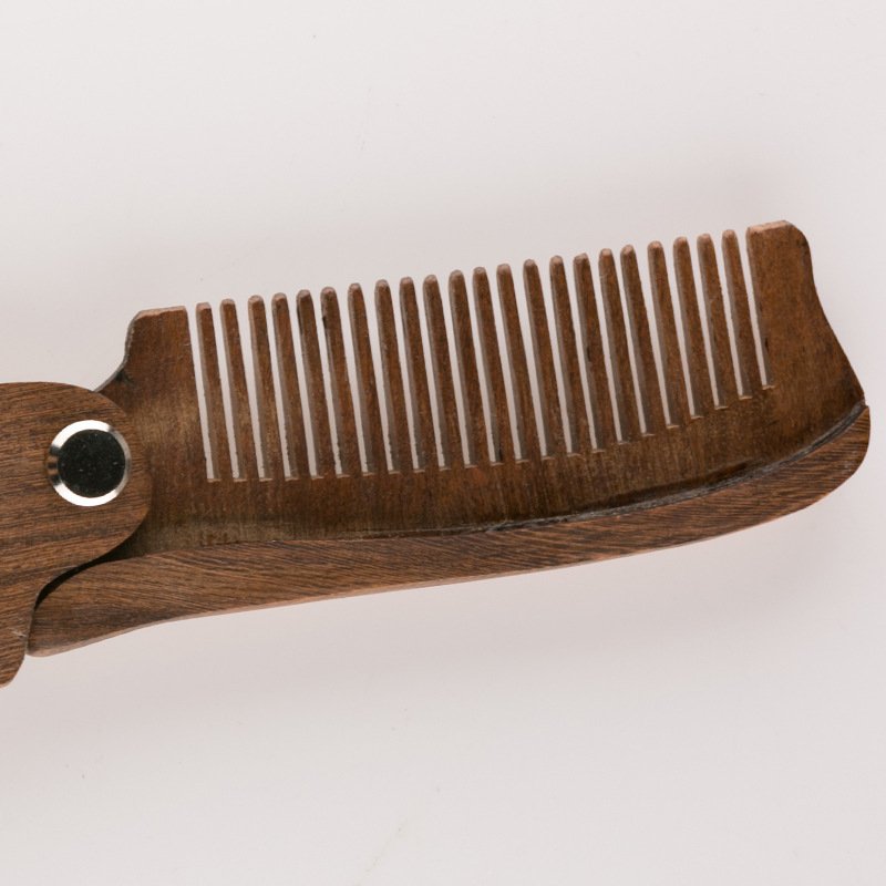 Pocket sized Folding Wooden Comb for Men's Hair, Beard & Mustache Comb