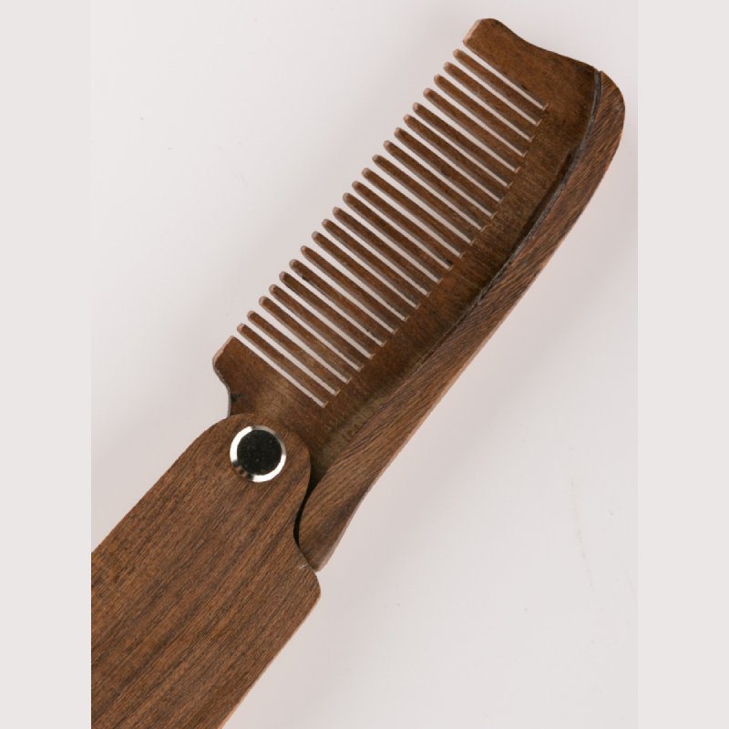 Pocket sized Folding Wooden Comb for Men's Hair, Beard & Mustache Comb
