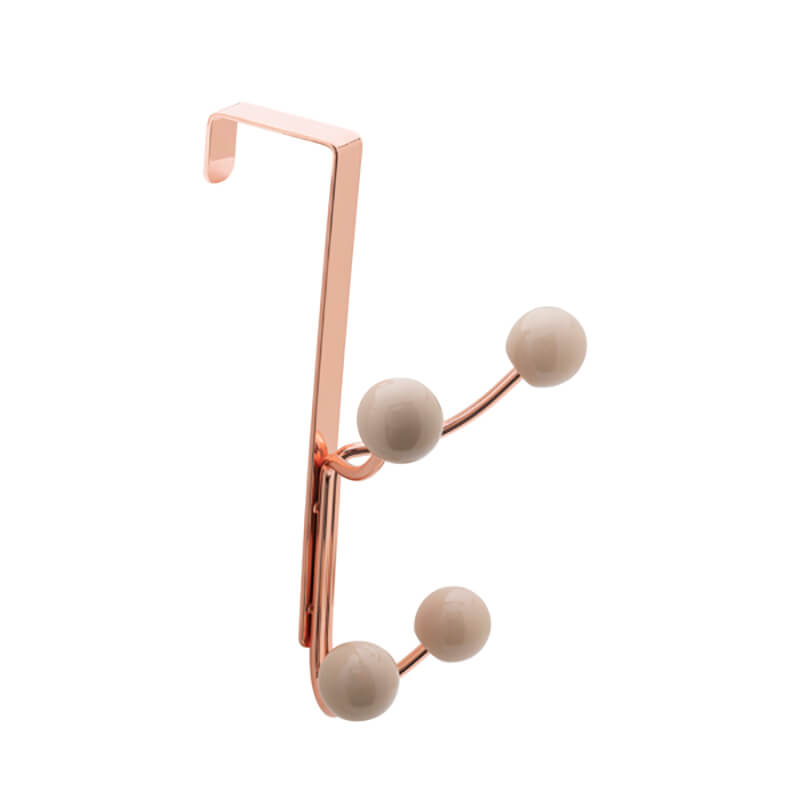 Efficient Rose Gold Metal Over Door Hanger With 4 Resin Hooks For Clothes