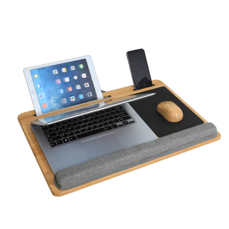Portable Pillow Lap Desk with a Cushioned Wrist Rest, Built-in Mouse-pad and Ipad/Phone Slots for Using Laptop on Bed/ Sofa/ Carpet