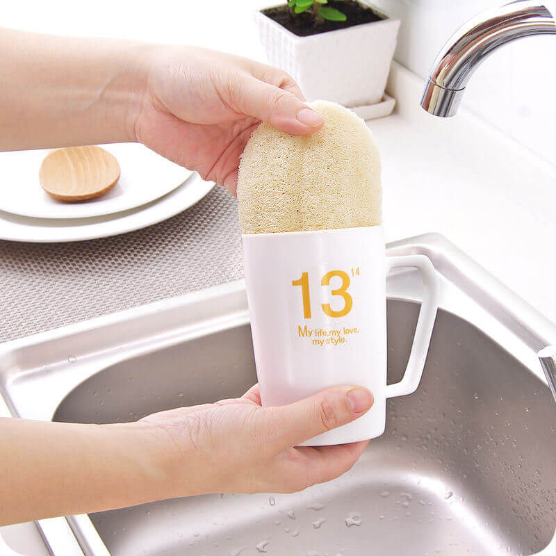 Natural Loofah Sponge/ Eco-friendly Non-Scratch Kitchen Brush for Cleaning Dish/Pot/Pan/Cookware
