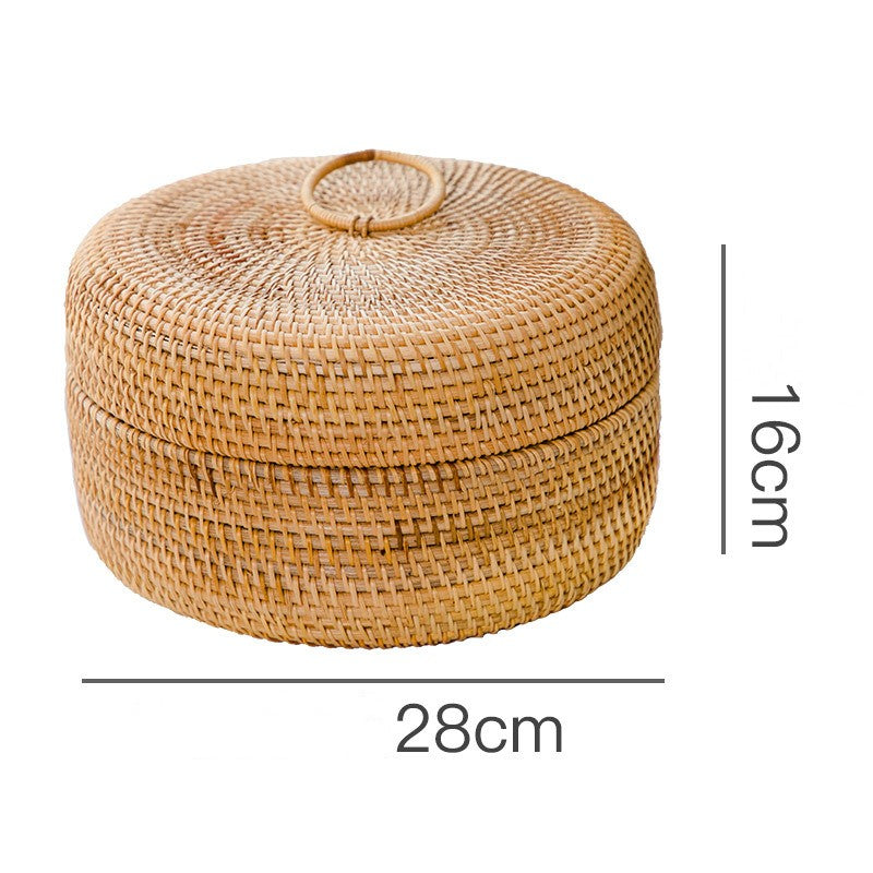 Hand-woven Rattan Basket with Lid