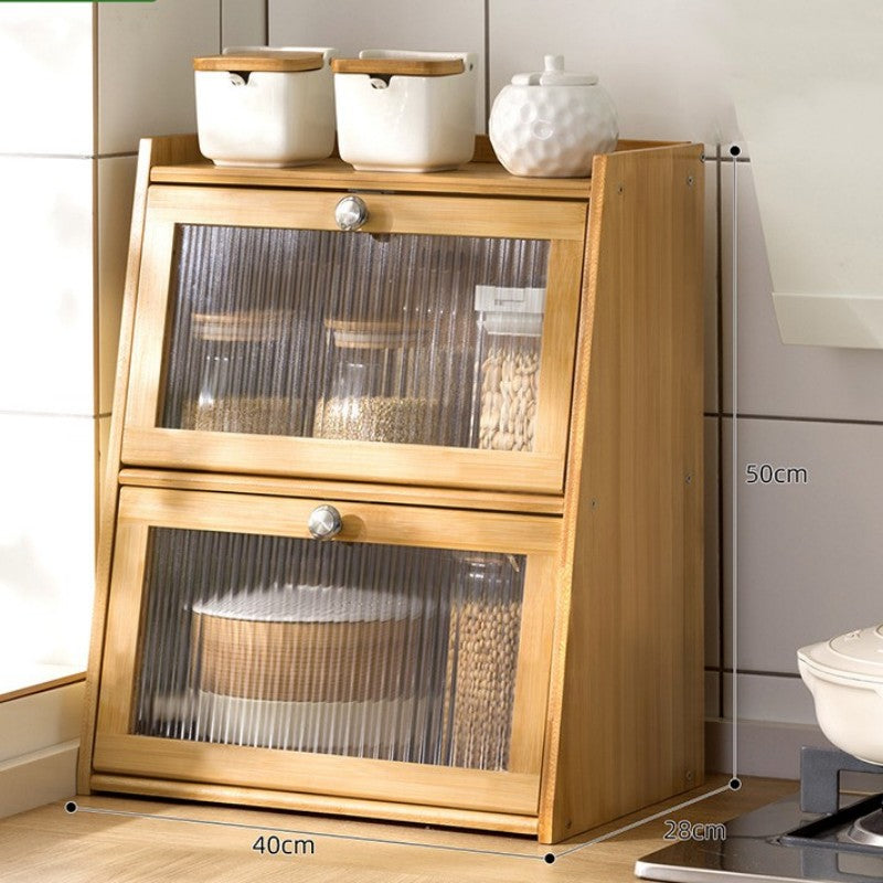 Two-Tier Countertop Bamboo Storage Cabinet