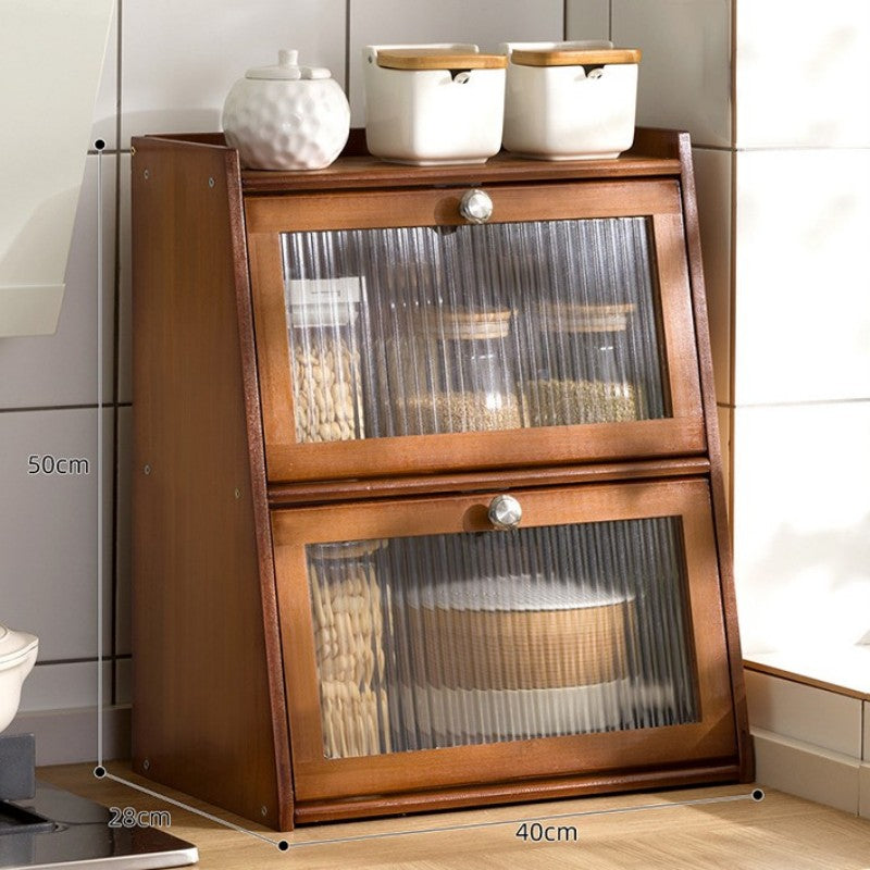 Two-Tier Countertop Bamboo Storage Cabinet
