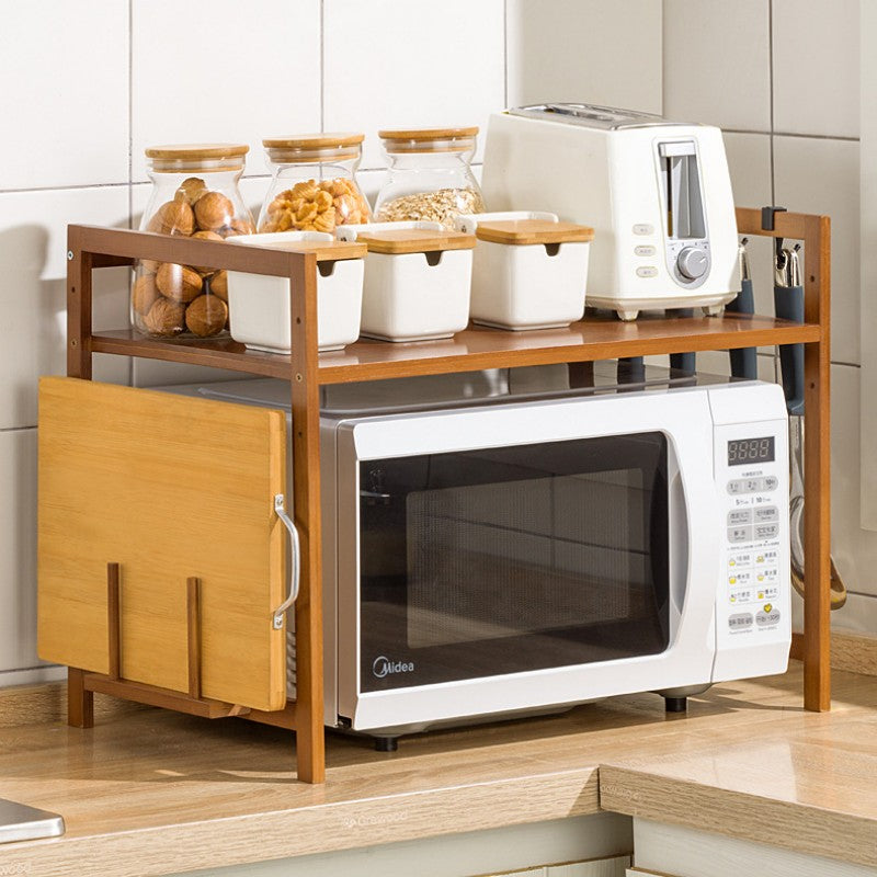 Two-Tier Bamboo Microwave Oven Rack 