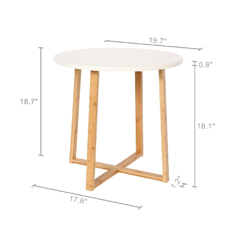 White Color Bamboo Small Side Table with Collapsible Design for Apartment Bedroom/Living Room/Corridor/Balcony
